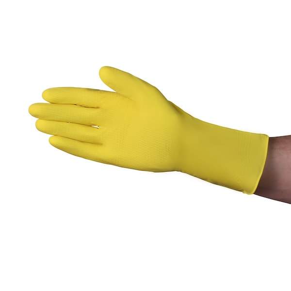Latex Yellow Chemical Resistant Gloves Flock Lined, 12 Rolled Cuff, PK 288